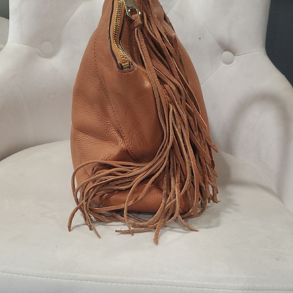 Flawed Rebecca Minkoff Tan Leather Fringe Hand Bag - Picture 4 of 17